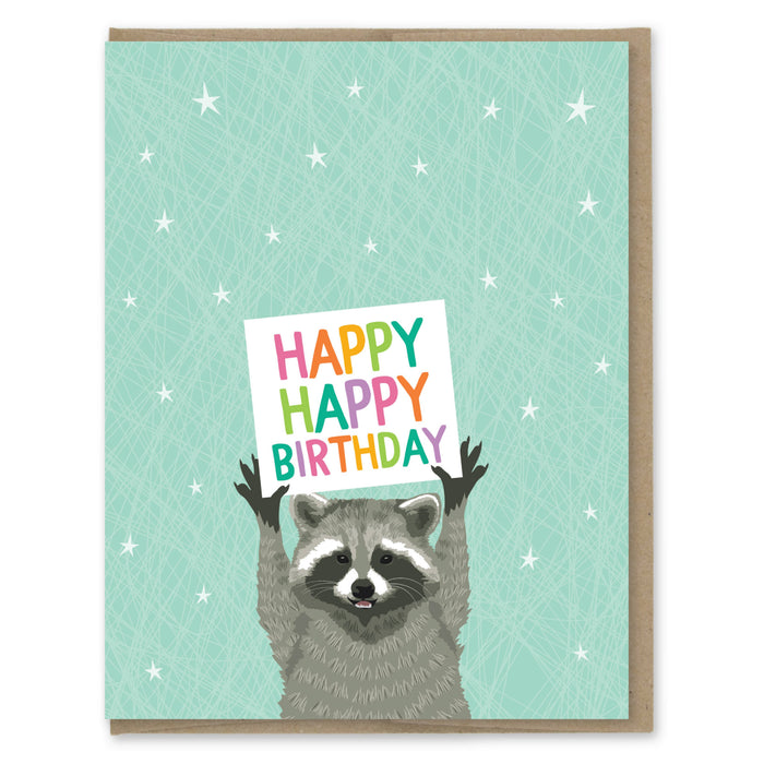 Raccoon Birthday Sign Card