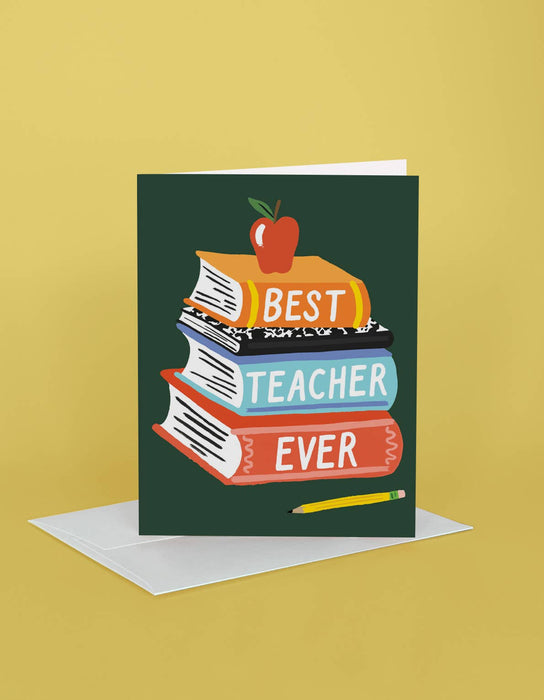 Teacher Stacks Greeting Card