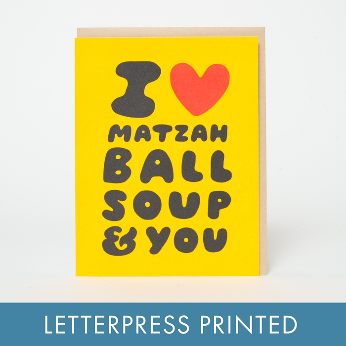 Love Matzah Ball Soup & You Letterpress Greeting Card by Suzy Ultman: Paper tab