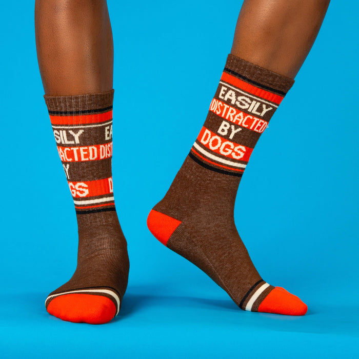 Easily Distracted By Dogs Gym Crew Socks
