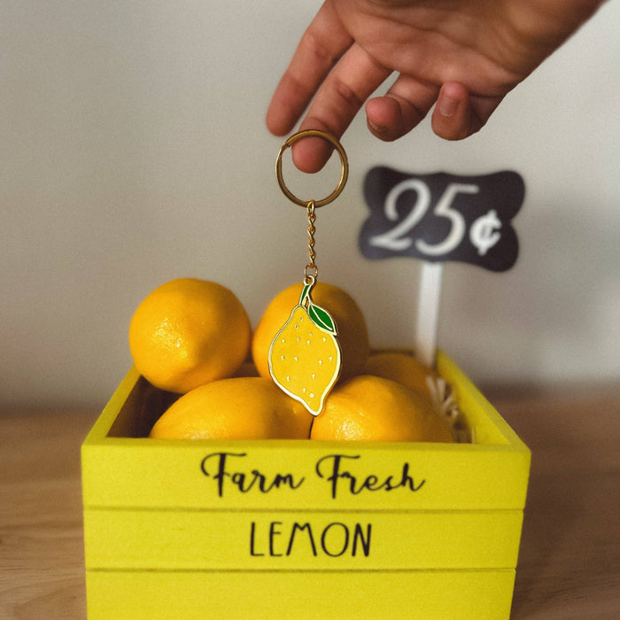 Lemon Enamel Bag Charm & Keychain