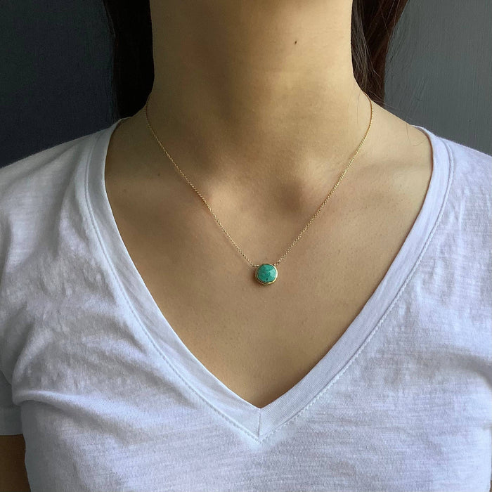 Turquoise circles necklace: Vermeil