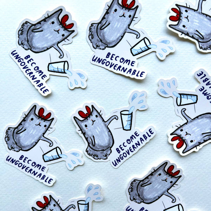 Become ungovernable jerky cat sticker