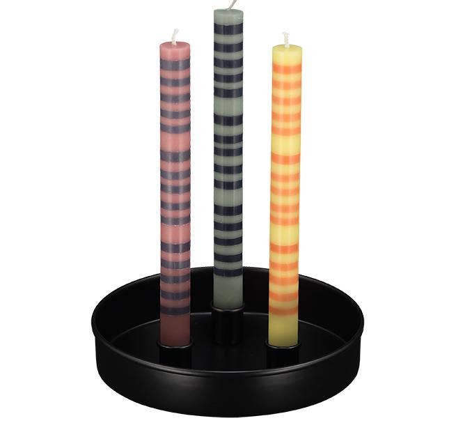 Round Metal Candle Platter - Jet Black