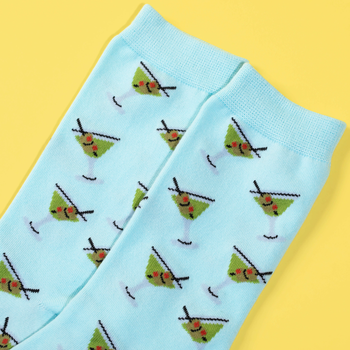 Light Blue Martini Crew Socks