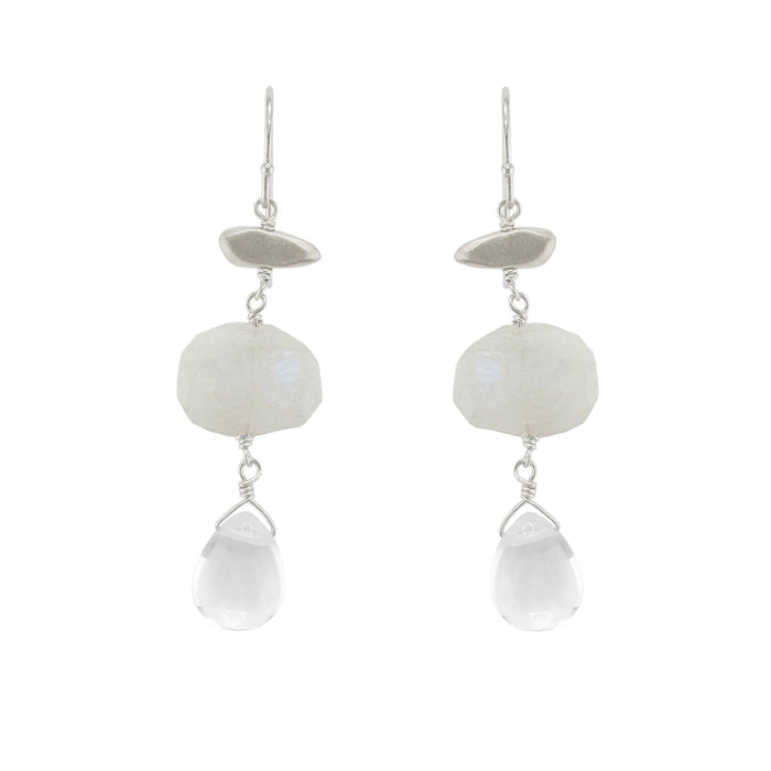 Little nugget w. stone & quartz earrings: Vermeil / Moonstone