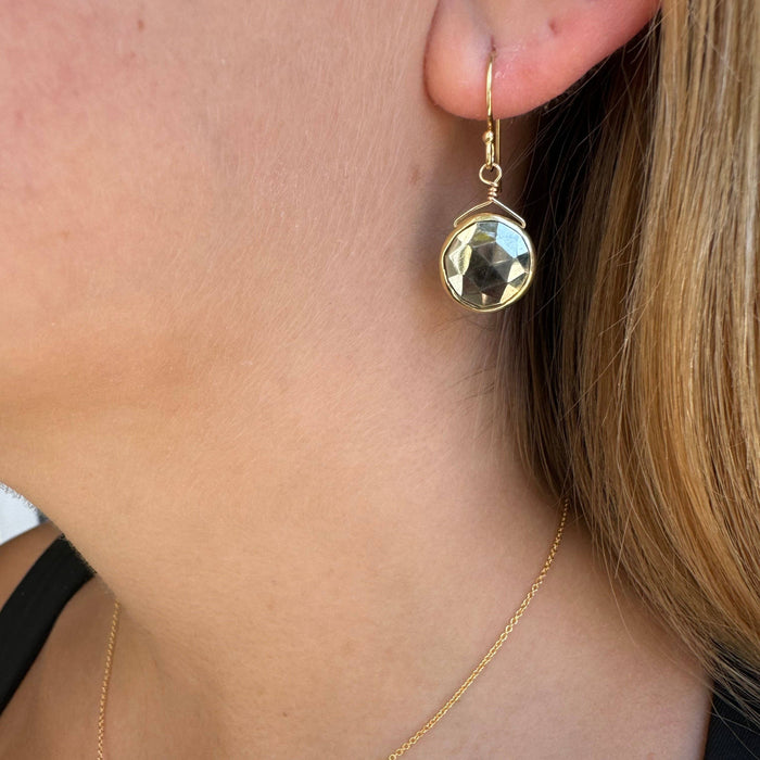 Pyrite coin earrings: Vermeil