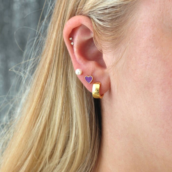 Wide Hinged Huggie Hoop Earrings 18K Gold Vermeil | Sterling Silver 12mm Hoops Hinge Closure Nickel Free Hypoallergenic Ships from CA: Sterling Silver