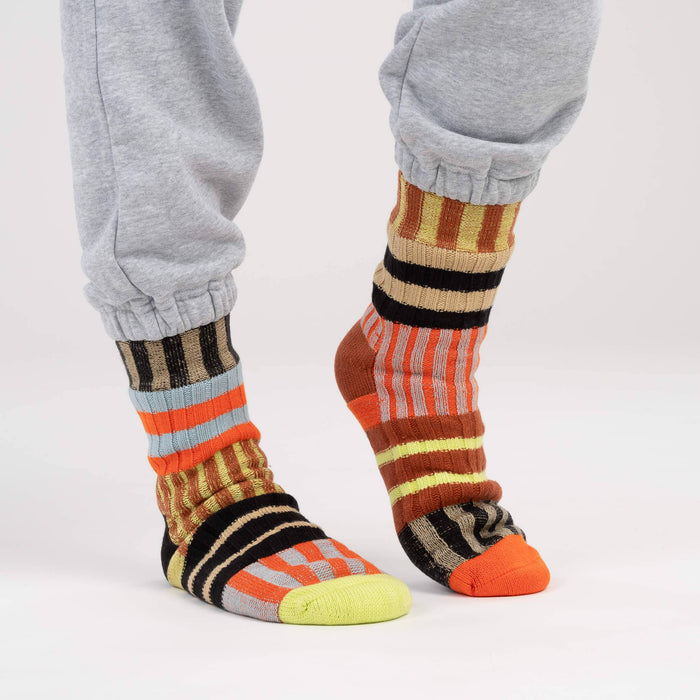 Patchwork Stripe House Socks: Rainbow / S/M - W 6-9<br>M 5-7.5