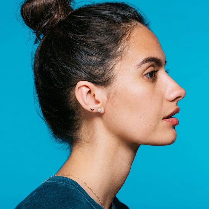 Round Crystal Stud Earrings 18K Gold Vermeil | Sterling Silver CZ Crystals Nickel Free Hypoallergenic Ships from CA: 18K Gold Vermeil