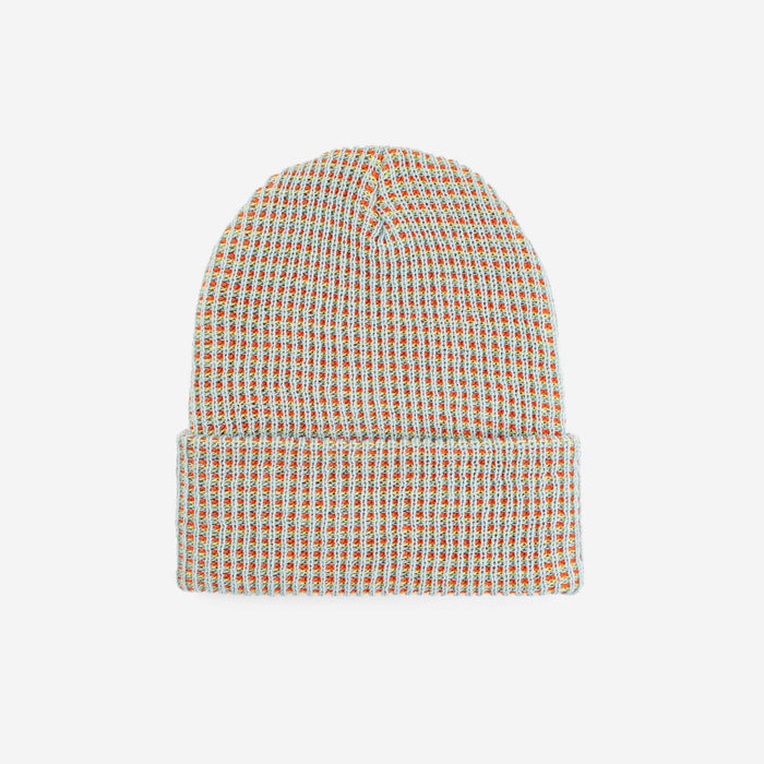 Simple Grid Knit Beanie: Indigo