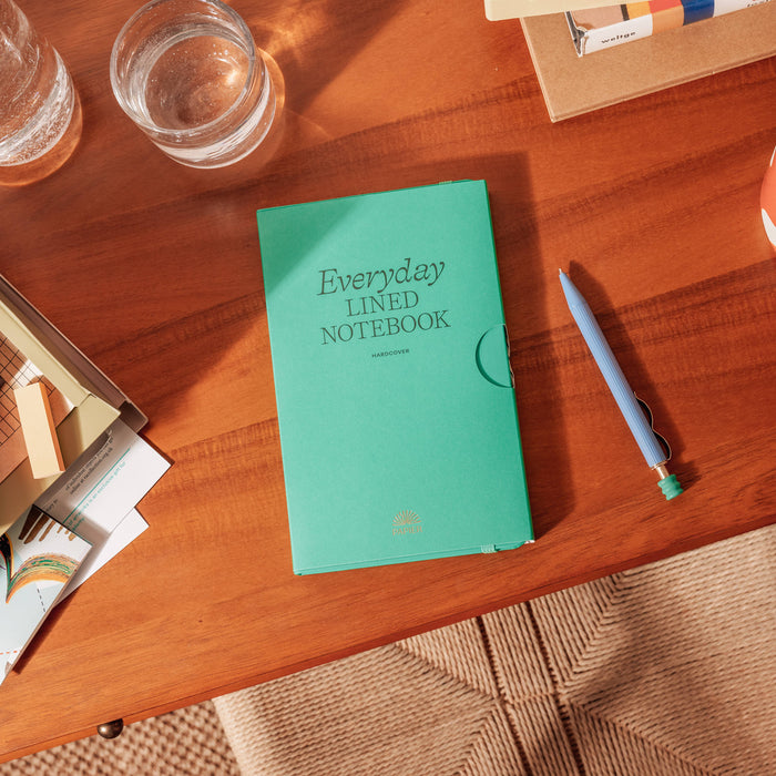 Lined Notebook, PU Leather, Hardcover - Everyday : Green