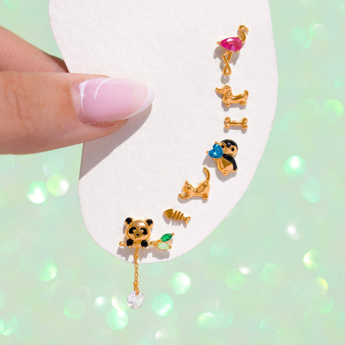 Teeny Tiny Purrfect Catch Studs: Gold