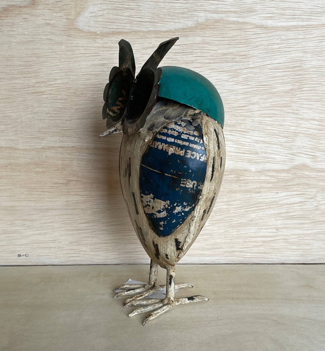 Owl Blue Large Recycled Metal Animals