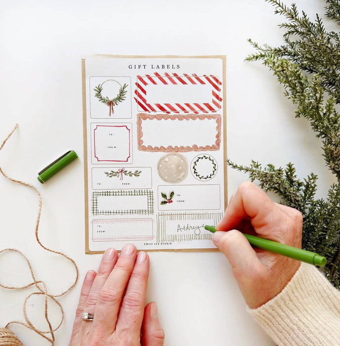Christmas gift tag label sticker sheets