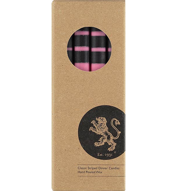 10'' H Striped Striped Neyron, Sulphur, Jet & Orange Flame Eco Dinner Candles,  Gift Box of 4