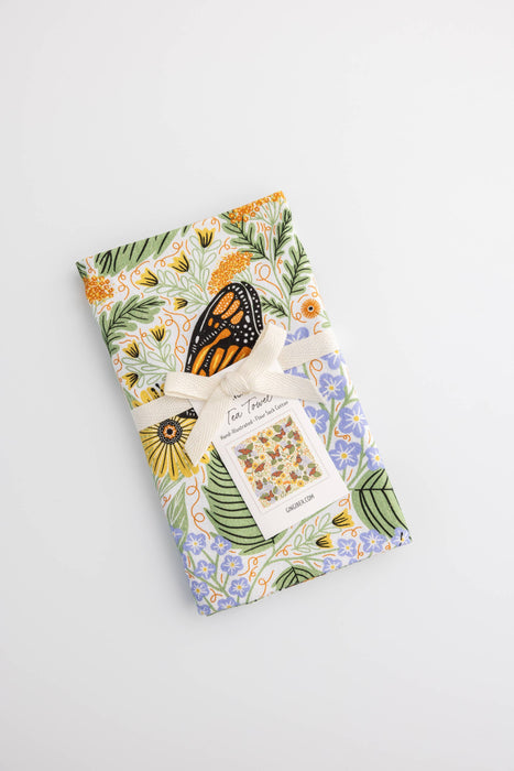 Monarch Garden Tea Towel - Butterfly Floral Kitchen Decor