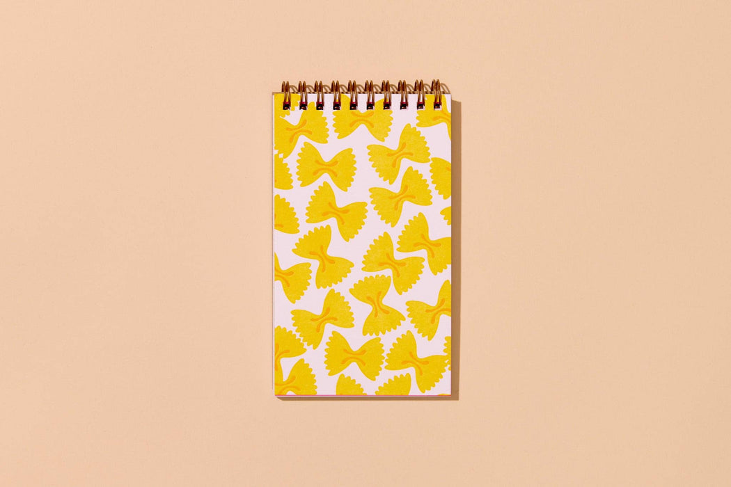 Letterpress Small Spiral Notebook—Farfalle (Bowtie Pasta)