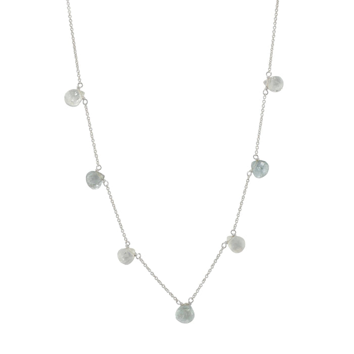 Moss aqua & moonstone drops necklace: Silver
