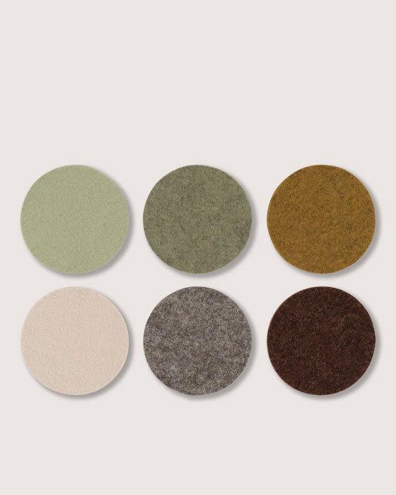 Bierfilzl Merino Wool Round Coaster Multi 6 Pack - Homestead