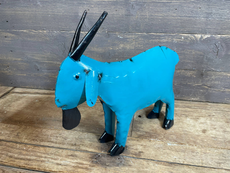 Fiesta Goat-Colorful-Metal-Garden Yard Art-Small-6Wx15Lx14H : Pink