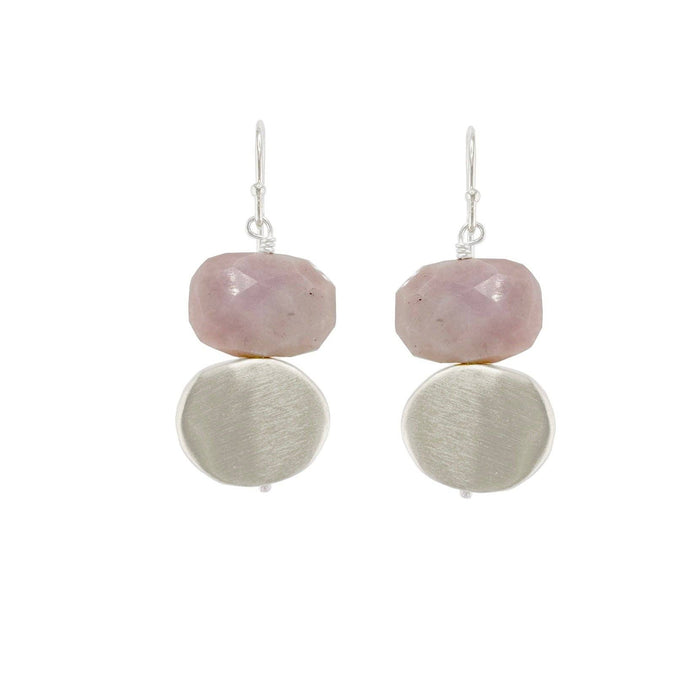 Large nugget w. stones earrings: Silver / Moonstone