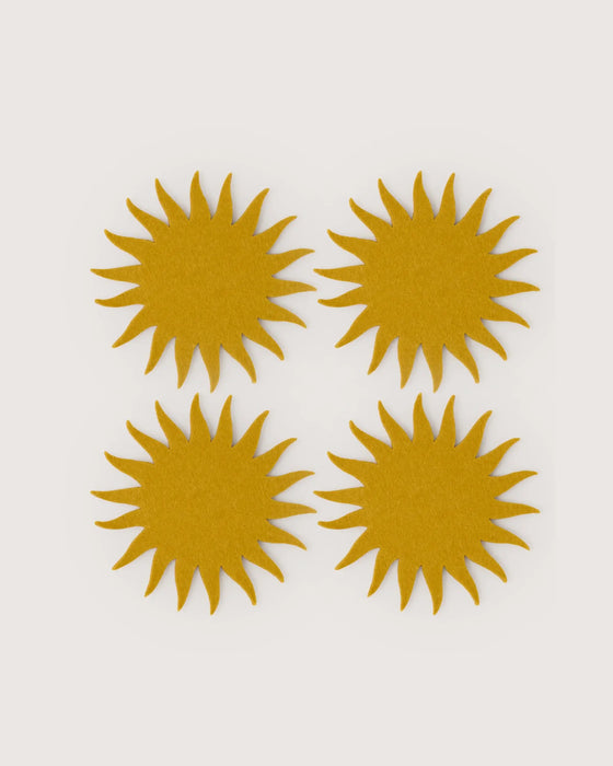 Merino Wool Sunburst Coaster Solid 4 Pack