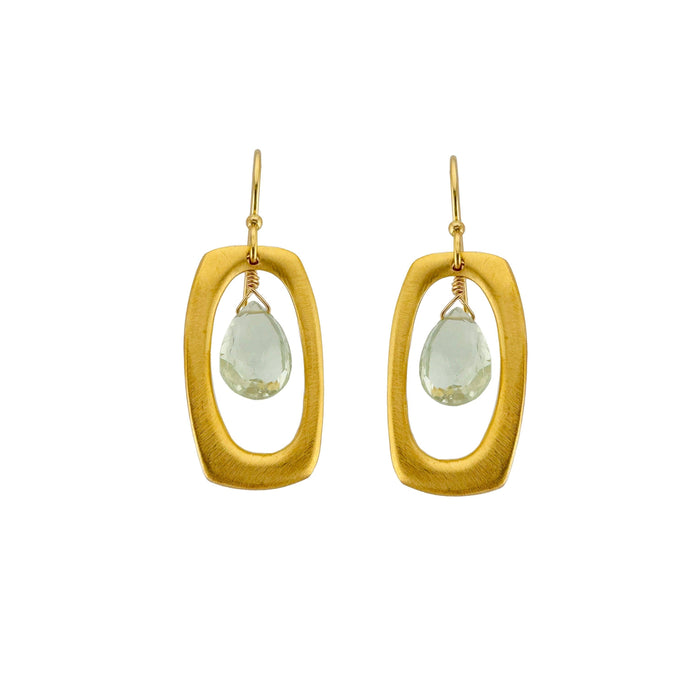 Rectangle w. green amethyst earrings: Vermeil
