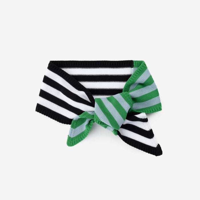 Colorblock Stripe Mini Ribbon Scarf: Kelly Stone Blue