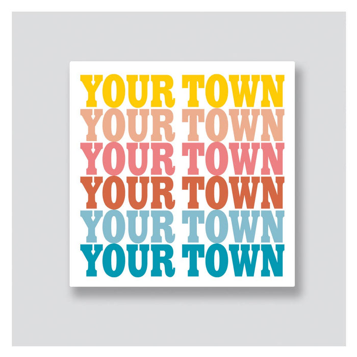Personalized City Coaster - Supergraphics repeat name drop: Sunset (09)