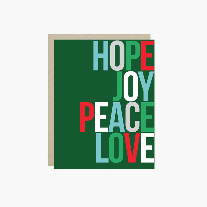 Hope Joy Peace Green Holiday Card