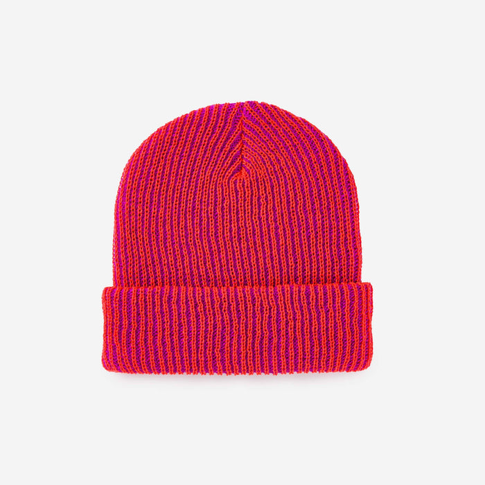 Simple Rib Knit Beanie: Moss Poppy