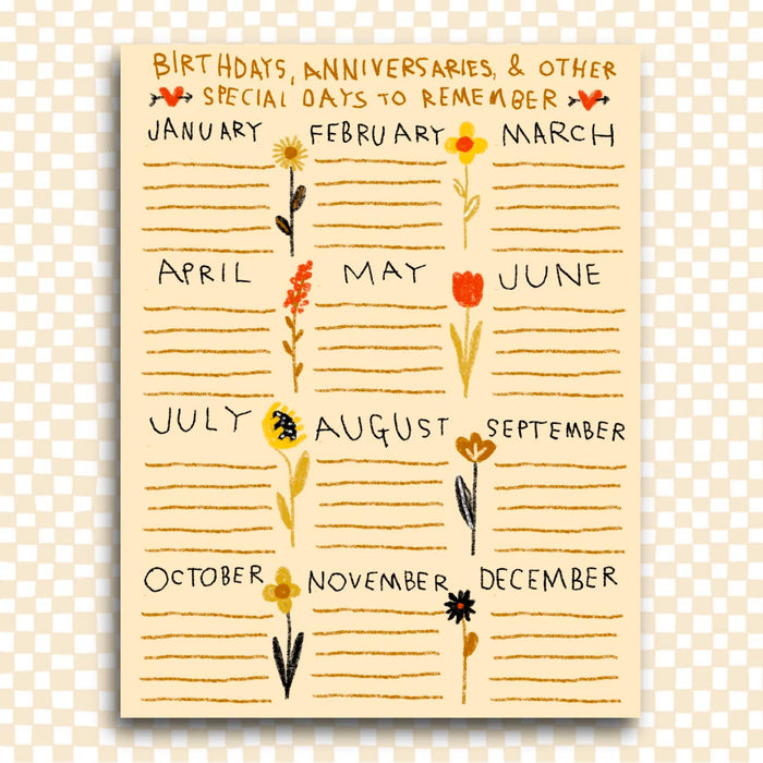 SPECIAL DAYS TO REMEMBER (IVORY) Calendar