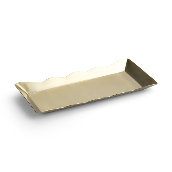 Metal Pen Tray, Scallop Edge: Gold