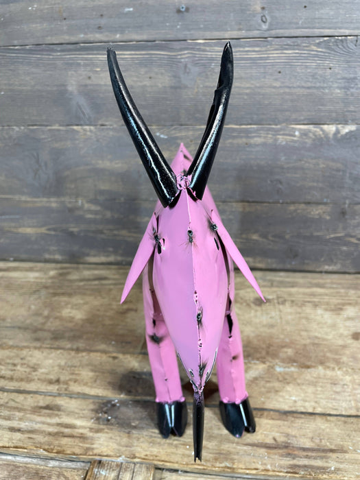 Fiesta Goat-Colorful-Metal-Garden Yard Art-Small-6Wx15Lx14H : Pink