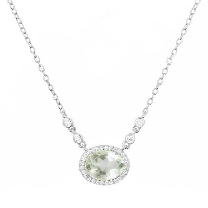 Aura Green Amethyst Gemstone Necklace: Gold
