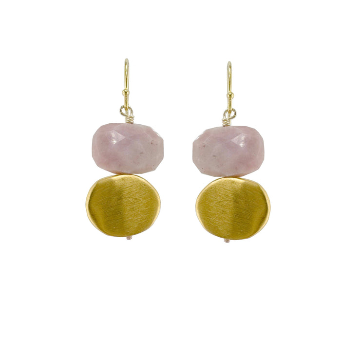 Large nugget w. stones earrings: Silver / Moonstone
