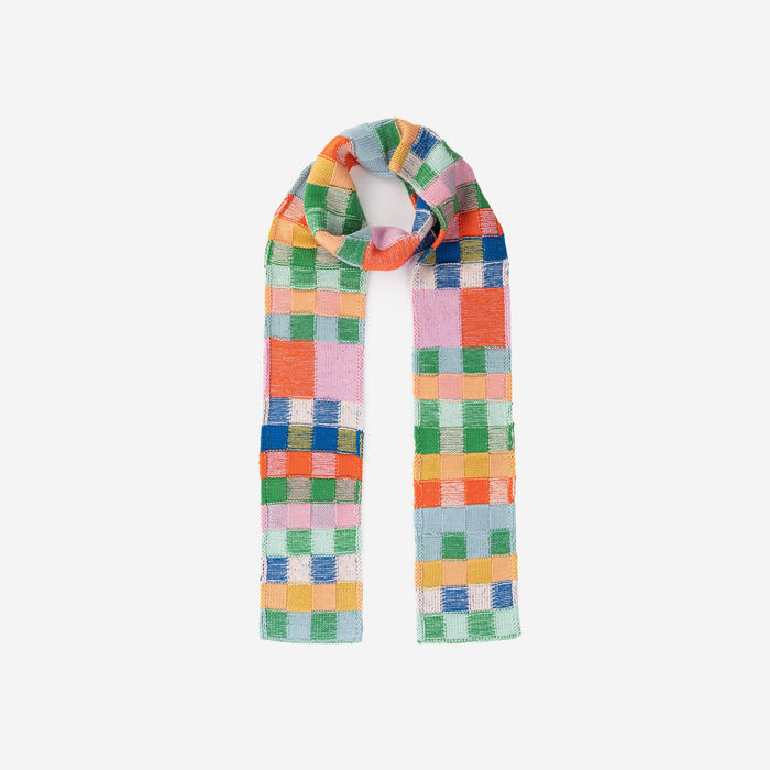 Mosaic Plaid Skinny Scarf: Candy