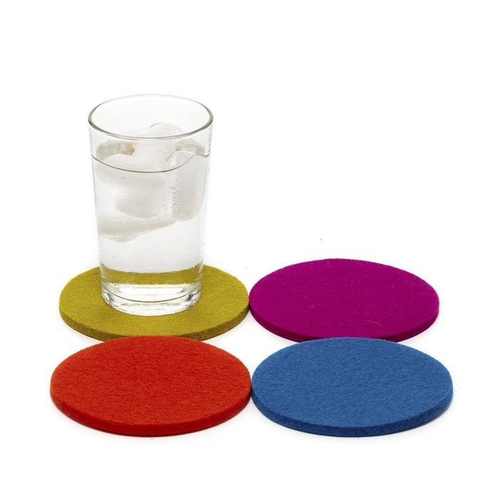 Bierfilzl Merino Wool Felt Round Coaster 4 Pack Electric: Electric