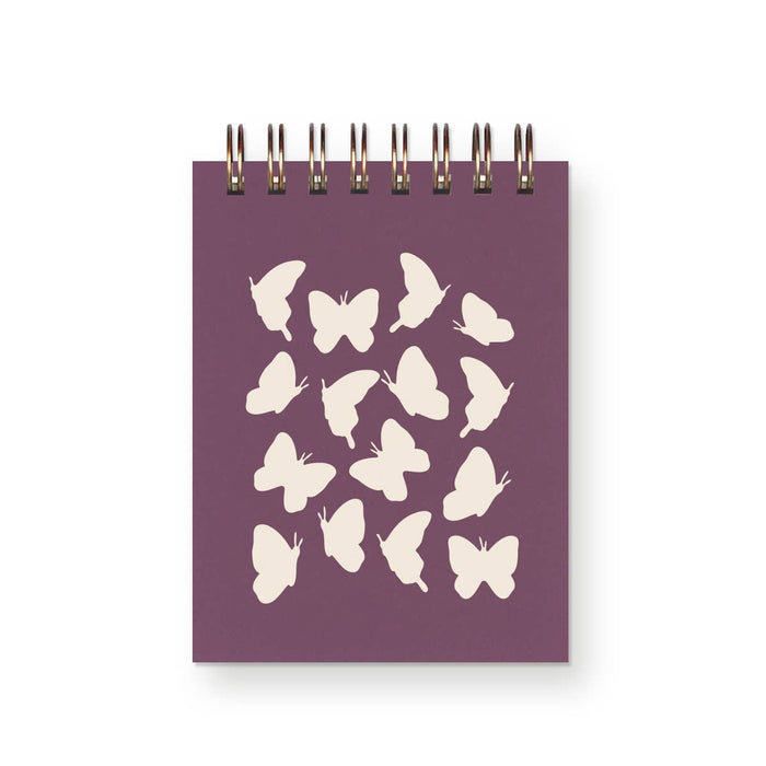 Butterfly Pattern Mini Jotter Notebook : Plum