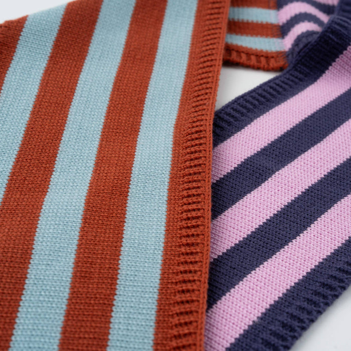 Colorblock Stripe Mini Ribbon Scarf: Kelly Stone Blue