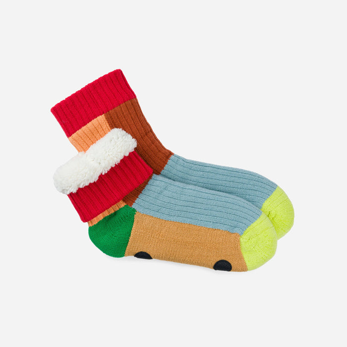 Kaleidoscope Knit House Socks: Olive Cobalt / S/M - W 6-9<br>M 5-7.5