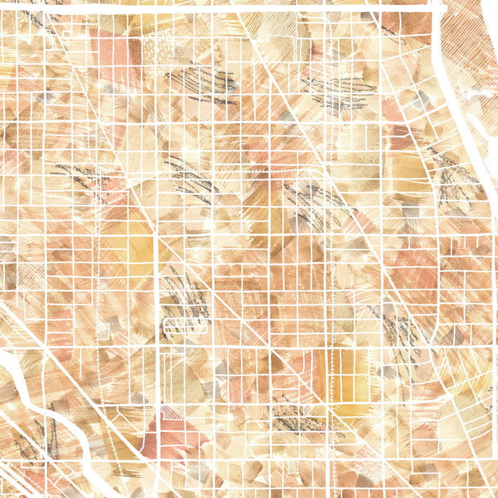 Chicago Illinois Painted Map ART PRINT: Rock / 11 x 14