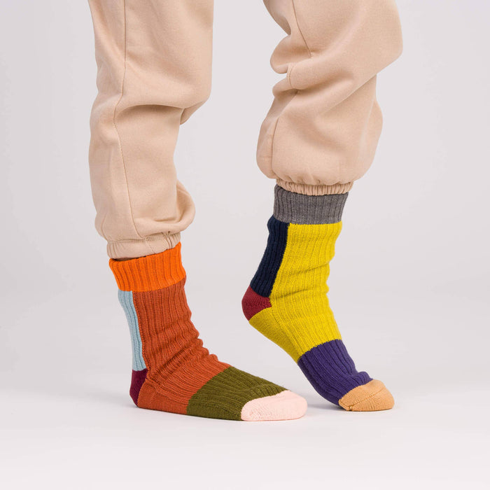 Mismatch House Socks: Pink / S/M - W 6-9<br>M 5-7.5