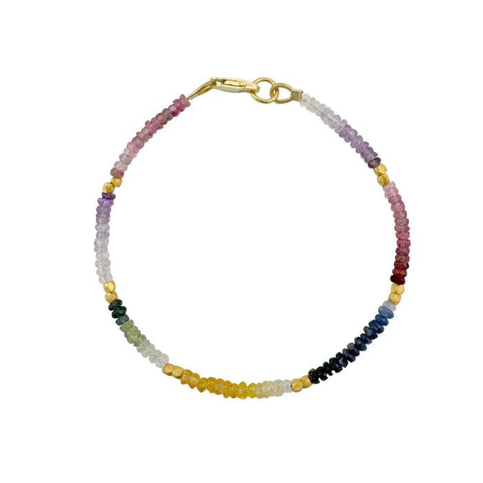 Multi sapphire beads bracelet: Silver