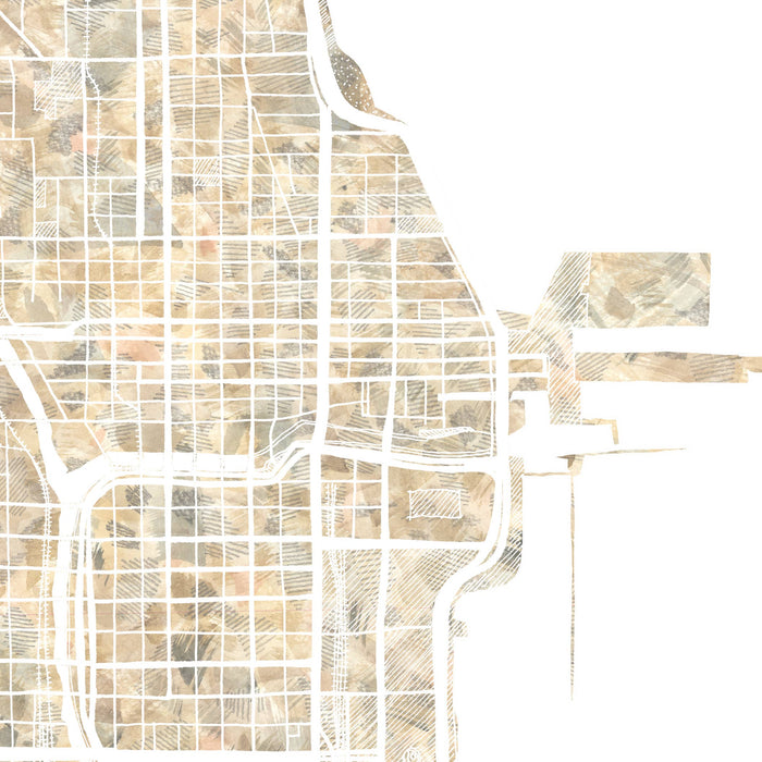 Chicago Illinois Painted Map ART PRINT: Waves / 11 x 14