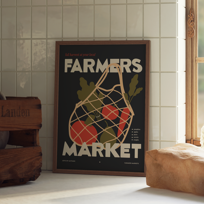 Farmers Markets Print: Beige / 5"x7"