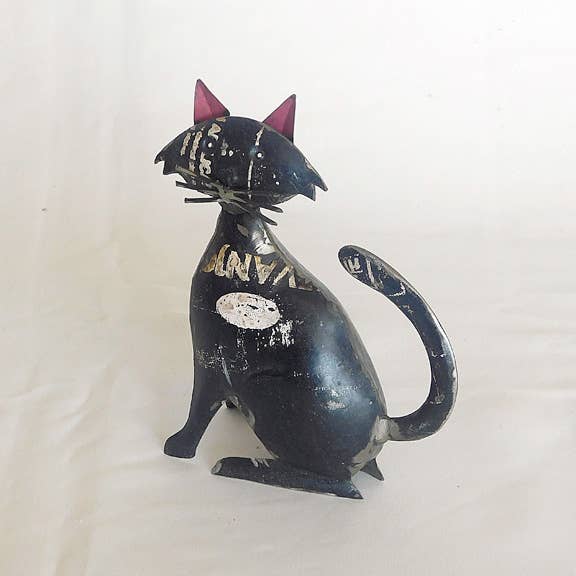 Black Cat Recycled Metal Animals