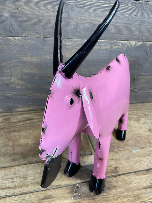 Fiesta Goat-Colorful-Metal-Garden Yard Art-Small-6Wx15Lx14H : Turquoise
