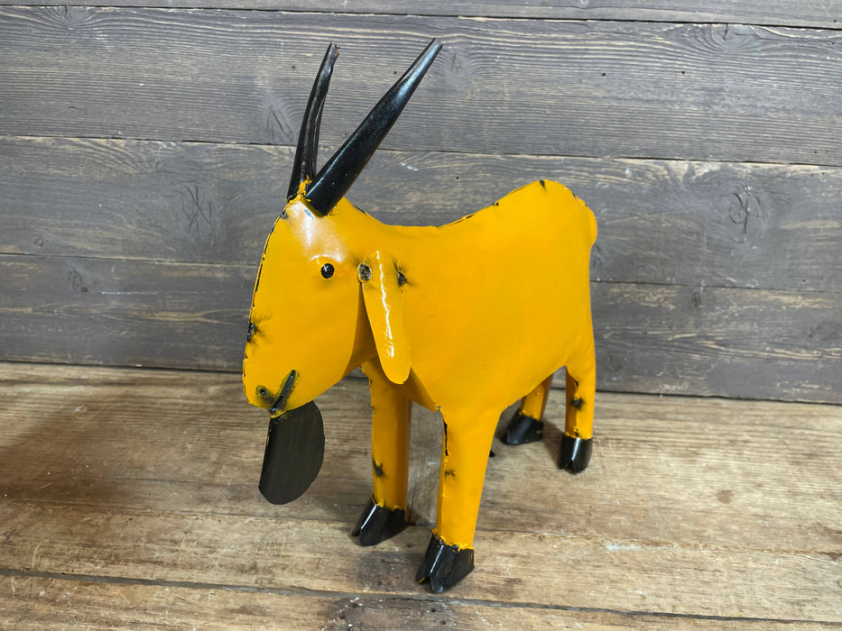 Fiesta Goat-Colorful-Metal-Garden Yard Art-Small-6Wx15Lx14H : Turquoise